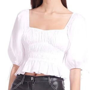 Staud Faye Gathered Puff-Sleeve Top - size 6
